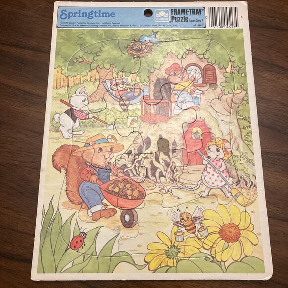 1987 VINTAGE Golden Frame-Tray 12 Piece Puzzles - Lot Of 2 - Spring Bunnies Cute - Picture 2 of 10